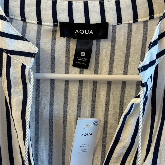 Aqua Navy and White Striped Shirt from Bloomingdal's - Picture 3 of 4